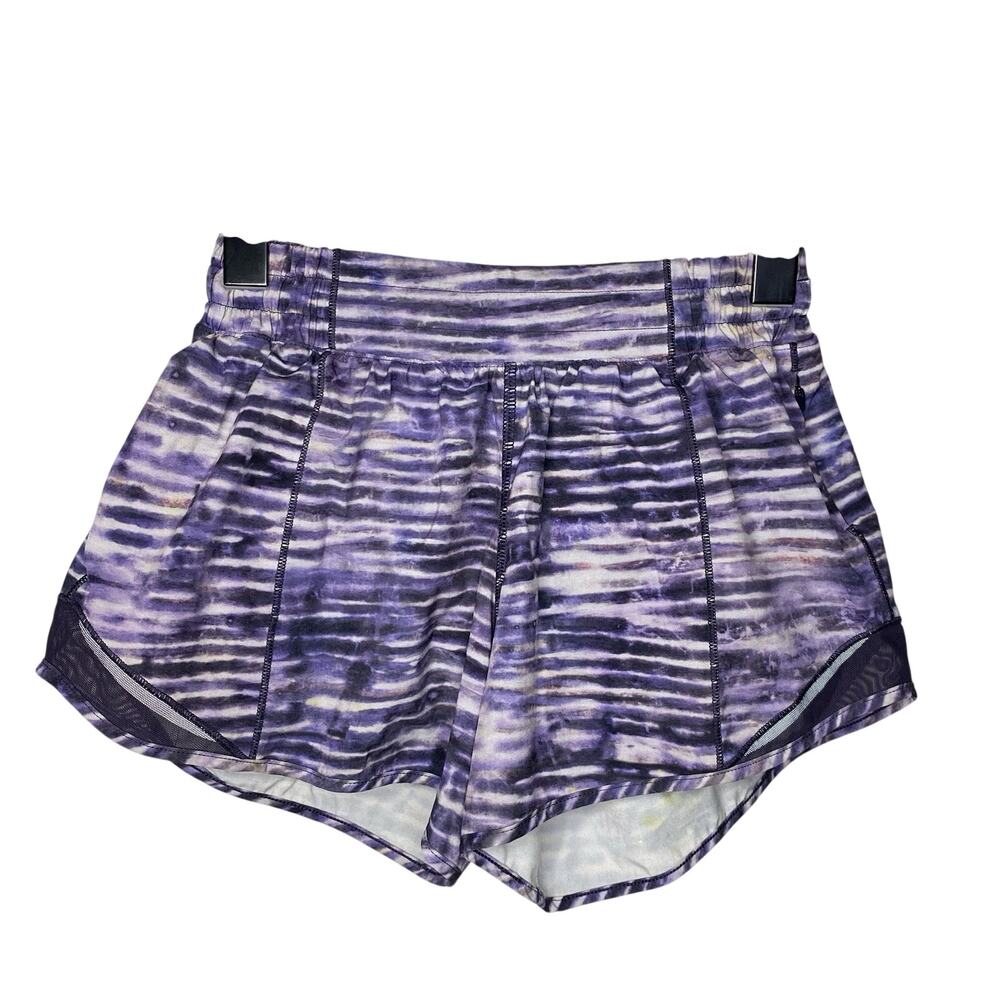 Lululemon Hotty Hot Short II Women's 4 Tall Purple Striped 4" Lined Run Gym Yoga